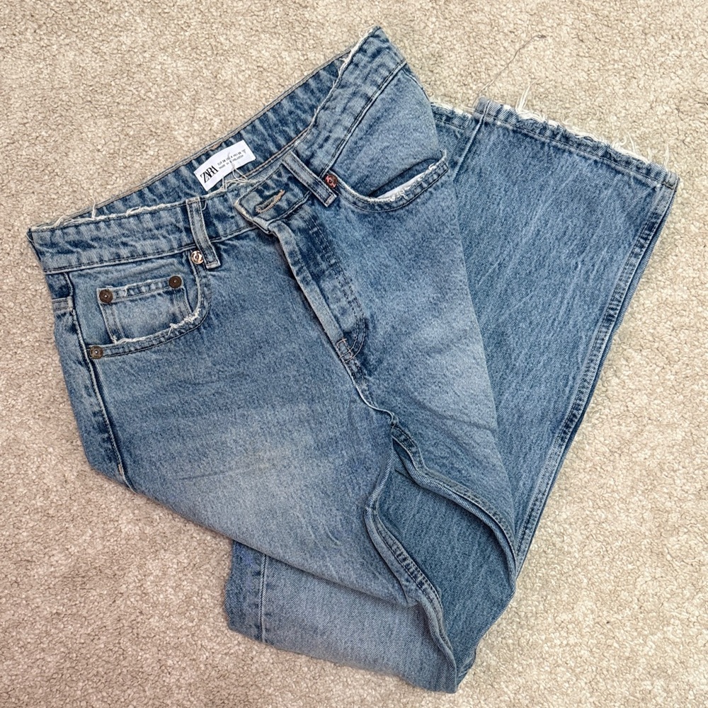Zara Light Blue Straight Leg Jeans